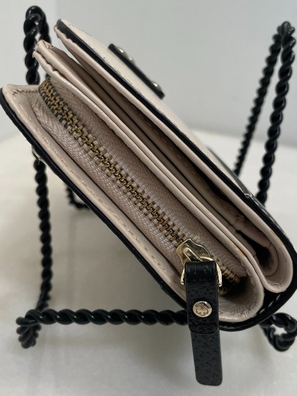 Kate Spade Wellesley Cara zip around & snap Wallet Two-Tone Black and Cream - Picture 5 of 16